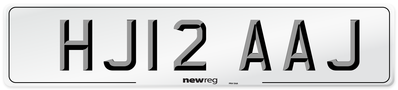HJ12 AAJ Number Plate from New Reg